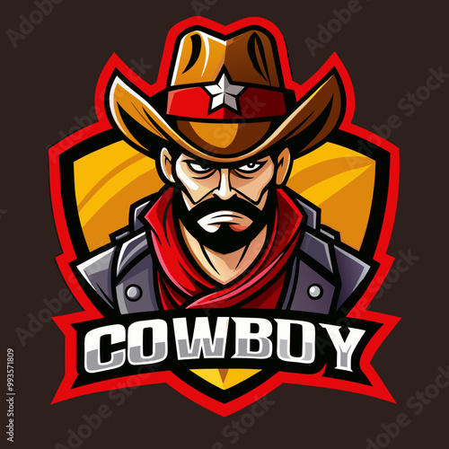Cowboy mascot esport game logo illustration for sport game team