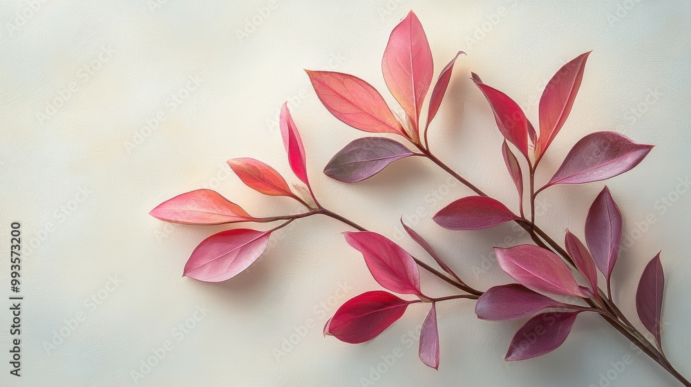 Fototapeta premium Serene Botanical Study of Elegant Tradescantia Leaves on White Surface