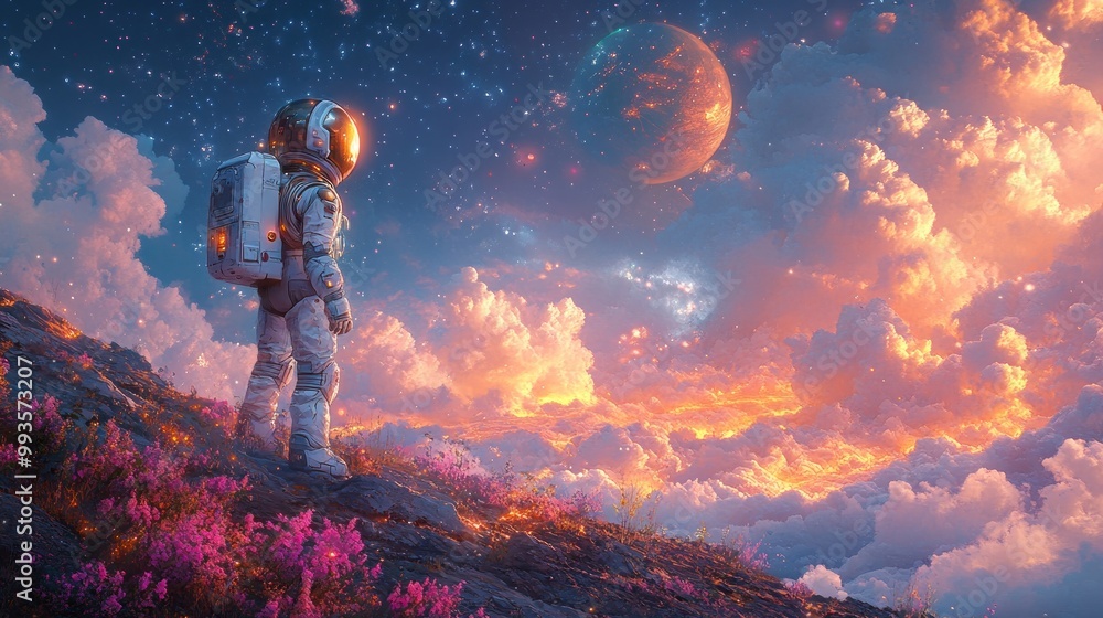 Fototapeta premium Astronaut Gazing at the Cosmos