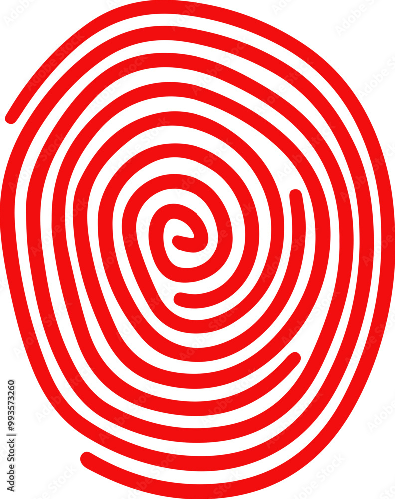 Red Vector Fingerprint Design with Spiraling Lines Red Vector Fingerprint Design with Spiraling Lines