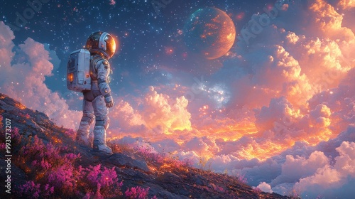 Astronaut Gazing at the Cosmos photo