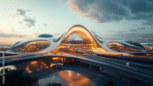 Futuristic Multimodal Transportation Terminal Integrating Rail, Road, and Air for Efficient Movement of Goods and People