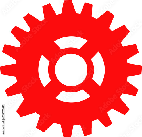 Bold Red Gear Icon in Vector Style