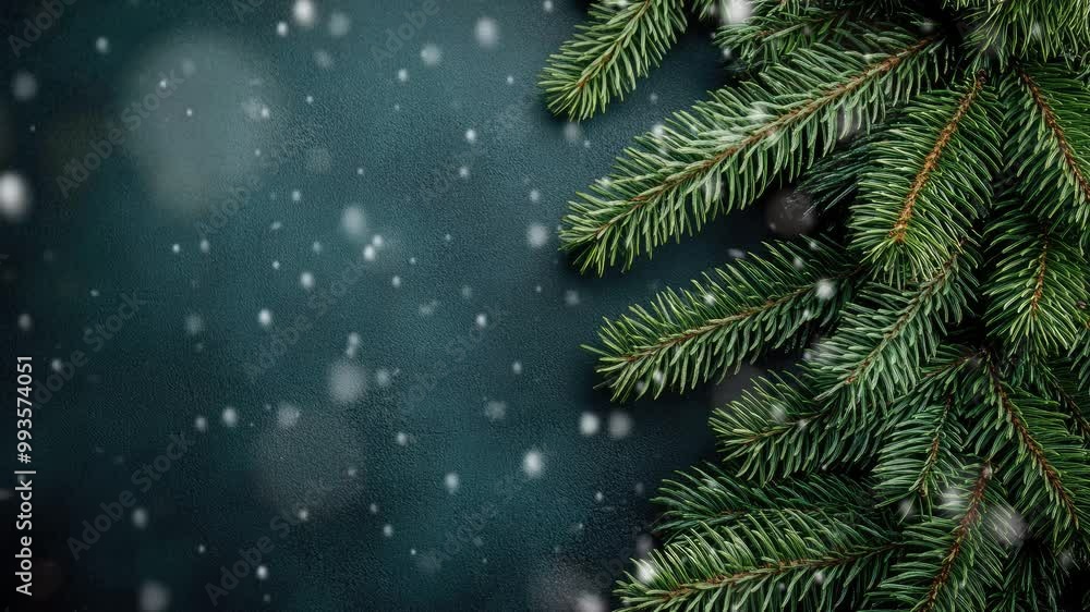 tree with beautiful snow falling