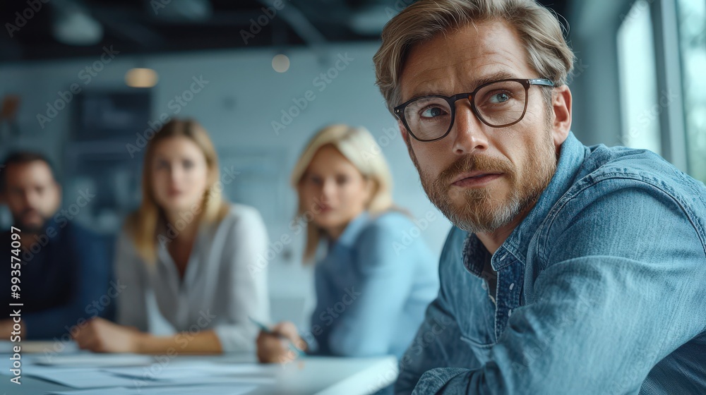 Fototapeta premium Business Team Meeting - Focused Professional Discussion