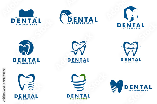 Set of dental logo vector illustration, Dentist Logo collection vector