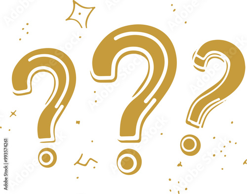 Golden Question Marks with Stars and Dots Design