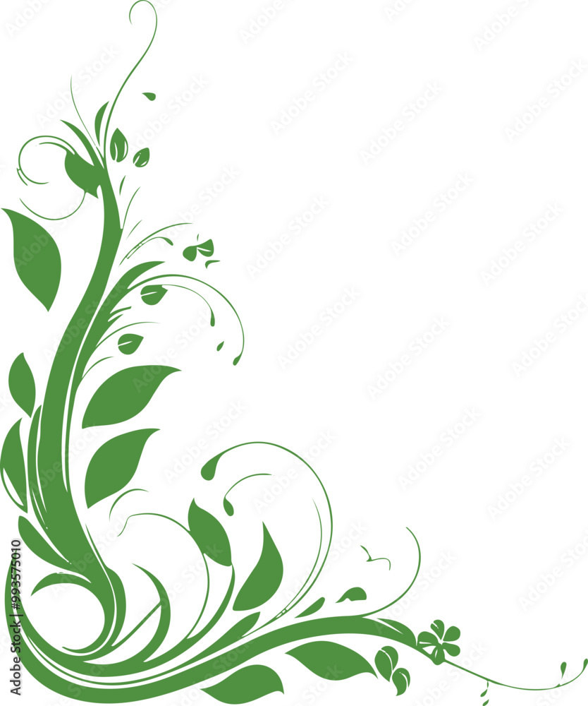 Elegant Green Floral Corner Design Vector Art Elegant Green Floral Corner Design Vector Art