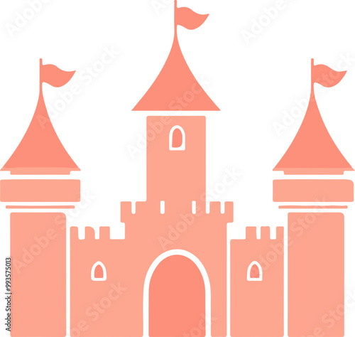 Stylized Vector Castle with Flag Towers