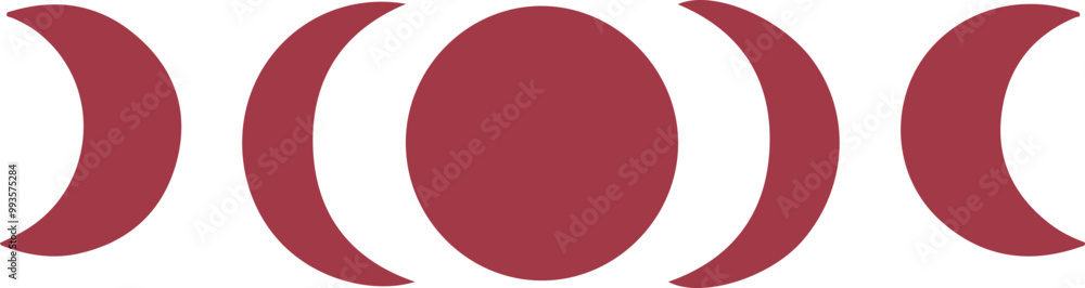 Abstract Vector Design of Lunar Phases in Red Tones Abstract Vector Design of Lunar Phases in Red Tones