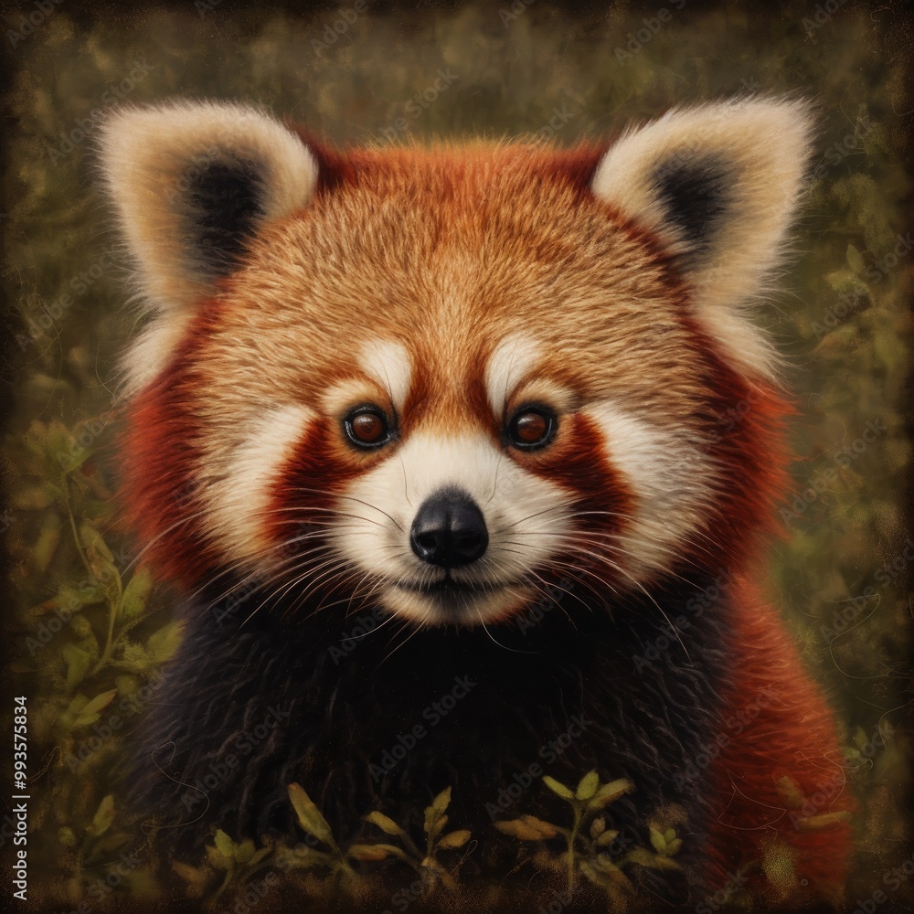 A close-up portrait of a red panda with expressive features. A close-up portrait of a red panda with expressive features.