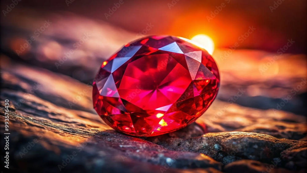 Stunning Red Ruby Stone Glimmering Under Soft Light, Showcasing Its Brilliant Color and Clarity Stunning Red Ruby Stone Glimmering Under Soft Light, Showcasing Its Brilliant Color and Clarity