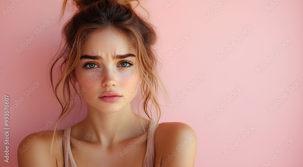 A Young Woman with an Exasperated Expression Stands Against a Wall
A Young Woman with an Exasperated Expression Stands Against a Wall