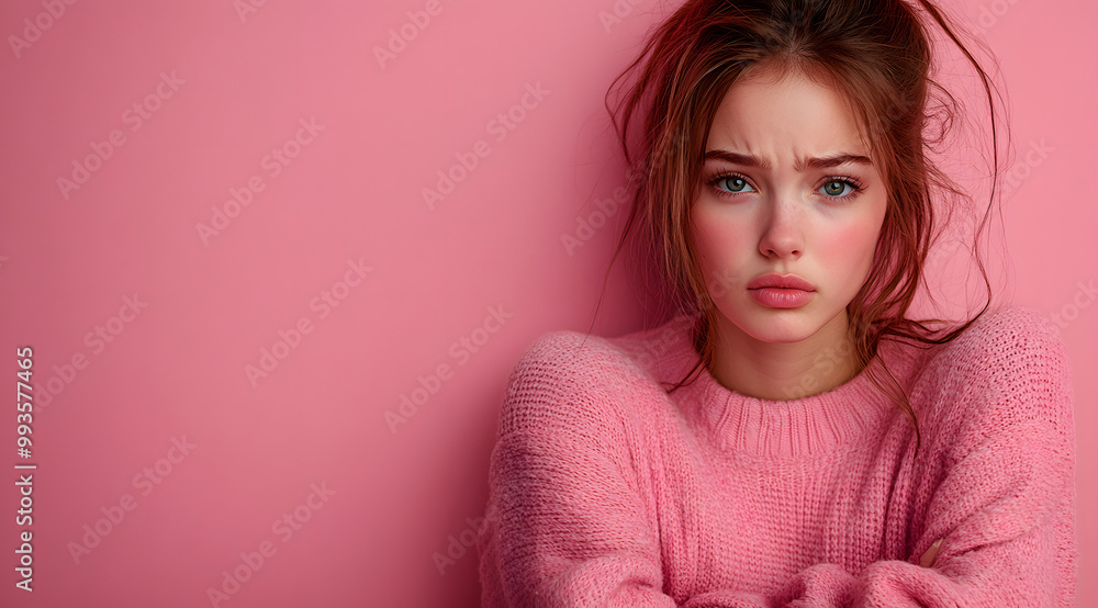 A Young Woman with an Exasperated Expression Stands Against a Wall
A Young Woman with an Exasperated Expression Stands Against a Wall