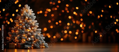 Enchanting Christmas Scene with Red Baubles and Bokeh Lights. Perfect for Christmas cards, newsletters and Christmas offers