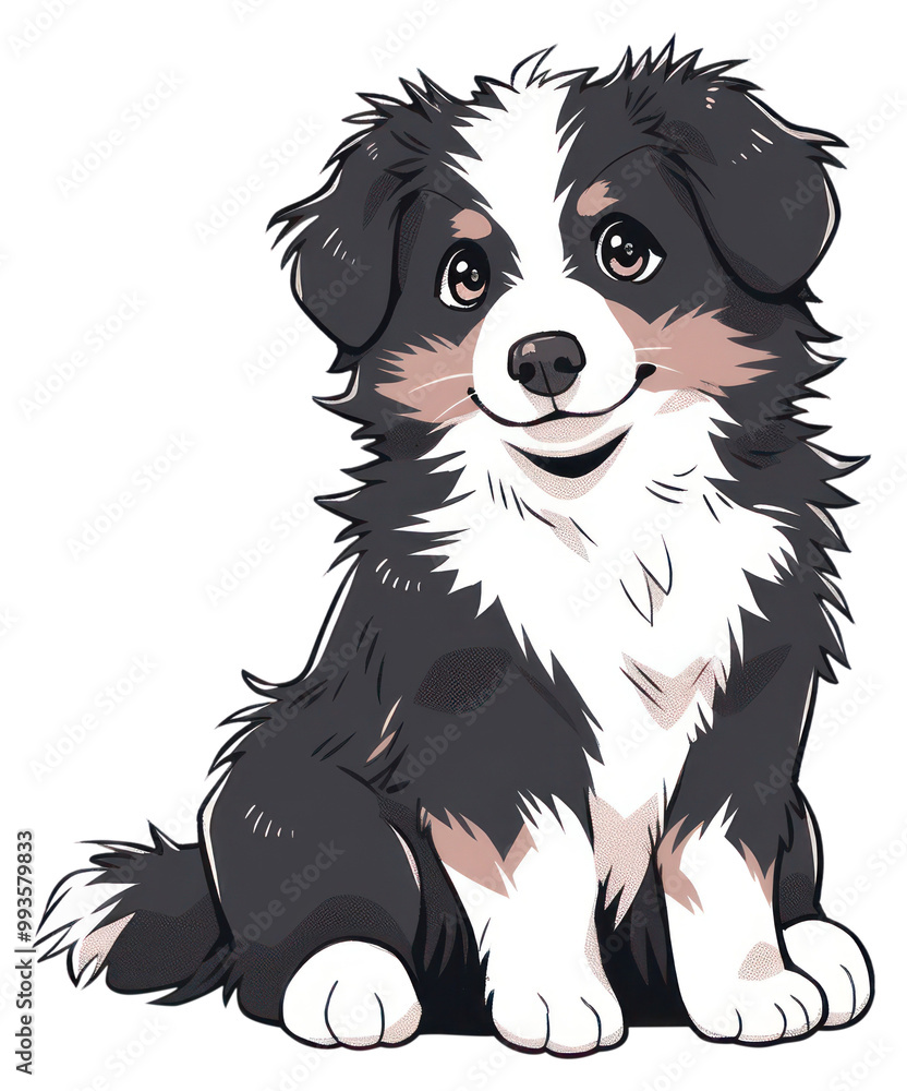 Fototapeta premium PNG Australian Shepherd Dog dog illustrated wildlife.
