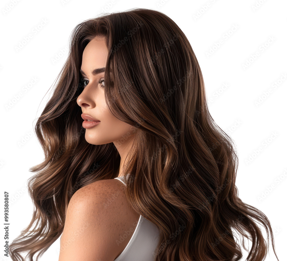 Naklejka premium PNG Elegant brunette woman profile