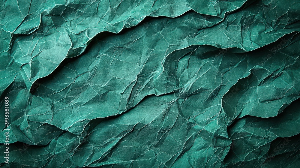 Fototapeta premium Crumpled Green Paper Texture: Abstract Background for Creative Designs
