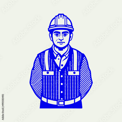 Hand drawn foreman image. Flat line vector illustration.