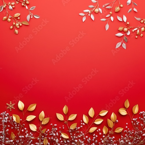 Elegant Red and Gold Floral Background