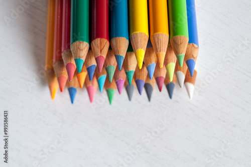 color pencils on white background