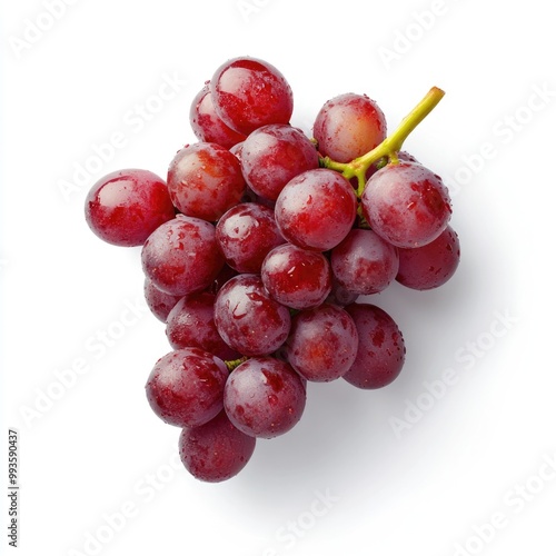 A bunch of fresh, red grapes isolated on a white background.