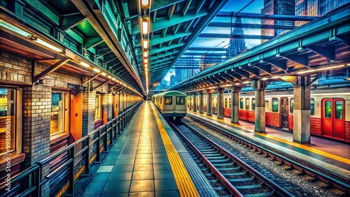 Wallpaper Mural Subway platform sign in New York City showcasing urban transit system and city infrastructure details Torontodigital.ca