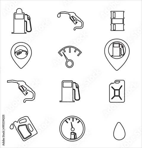 Gas icon set, Gas, oil pump icon set vector illustration
