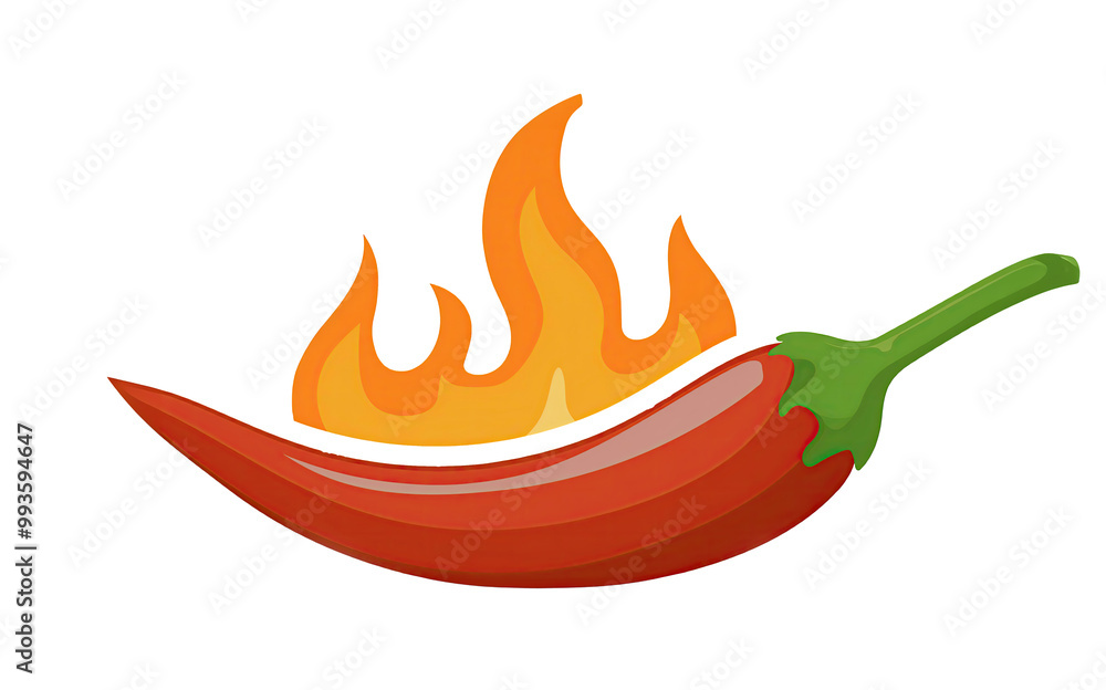 Chili pepper at burning fire spicy hot cooking ingredient vector flat illustration Chili pepper at burning fire spicy hot cooking ingredient vector flat illustration