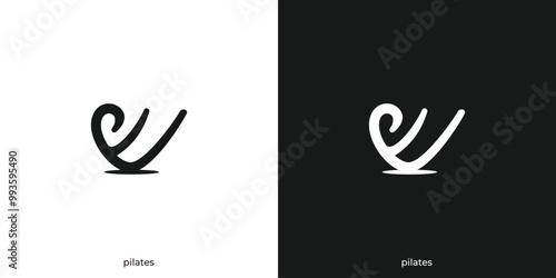 Abstract Pilates Logo. Sitting Pilates Outline Icon Silhouette Logo, Icon, Symbol, Vector, Design Inspiration.