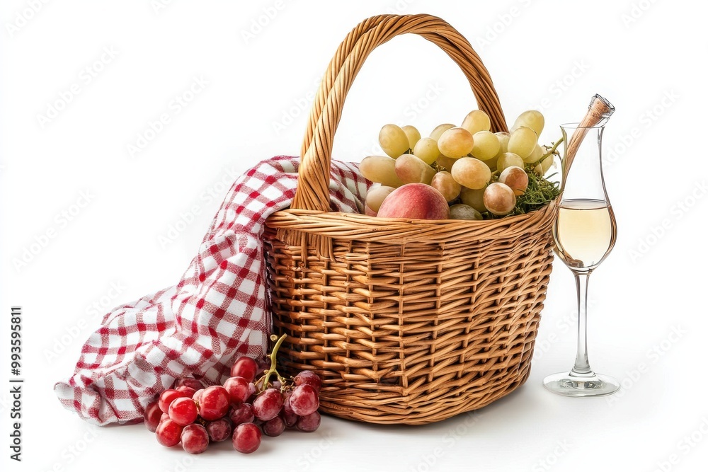 Premium Quality Picnic Basket for Outdoor Dining and Gatherings isolated on White Background Premium Quality Picnic Basket for Outdoor Dining and Gatherings isolated on White Background