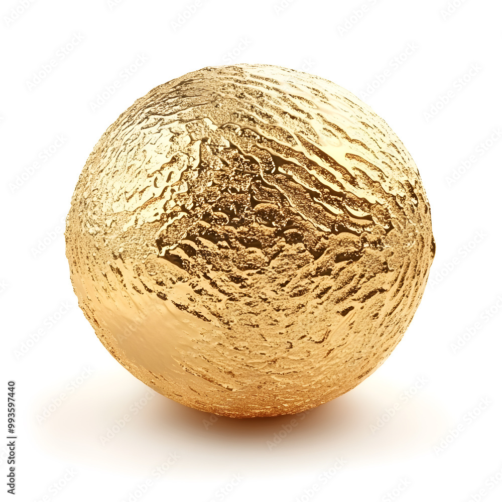 Scoop ball of metallic gold color ice cream isolated on white background Scoop ball of metallic gold color ice cream isolated on white background