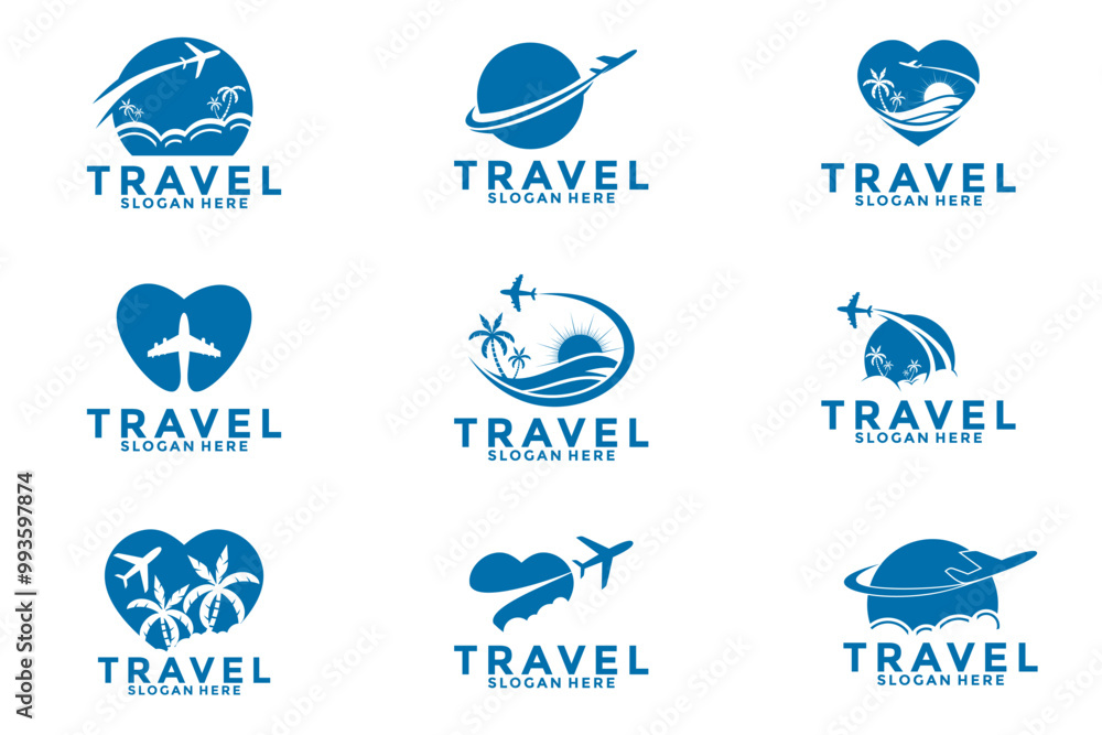 Fototapeta premium Travel Agency logo vector set, Travel logo design