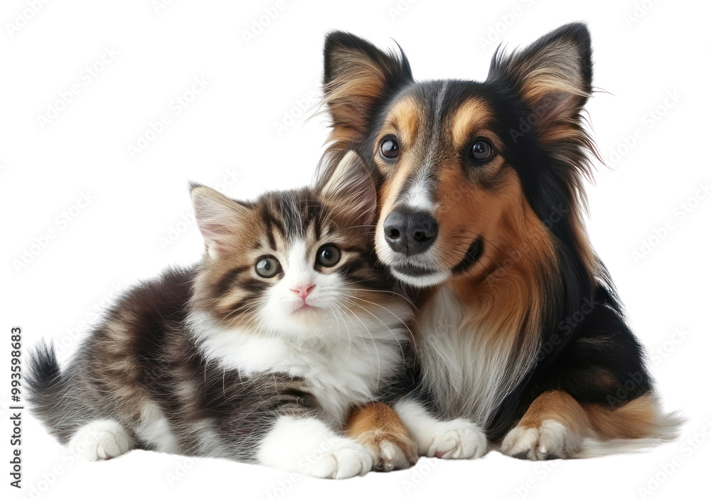 PNG Adorable kitten and dog duo PNG Adorable kitten and dog duo
