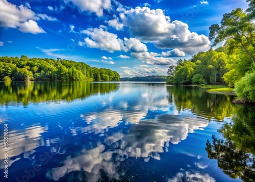 Tranquil Candlewood Lake at Bemidji with Reflections and Lush Greenery Under a Clear Blue Sky