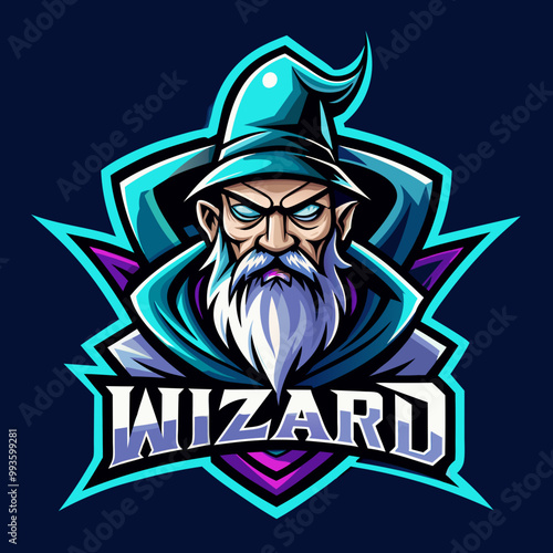 Wizard mascot esport game logo illustration for sport game team
