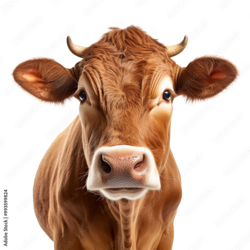 cow looking isolated on white