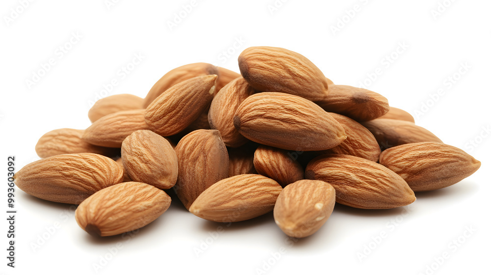 Close-Up of Raw Almond Nuts Isolated on White Background design Close-Up of Raw Almond Nuts Isolated on White Background design