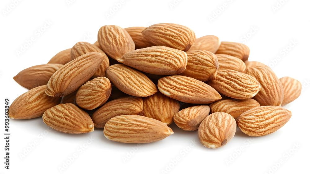 Fototapeta premium Close-Up of Raw Almond Nuts Isolated on White Background design