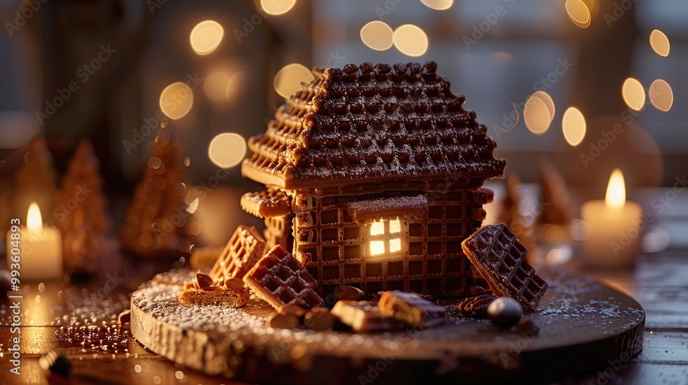 Gingerbread House with Christmas Lights Gingerbread House with Christmas Lights