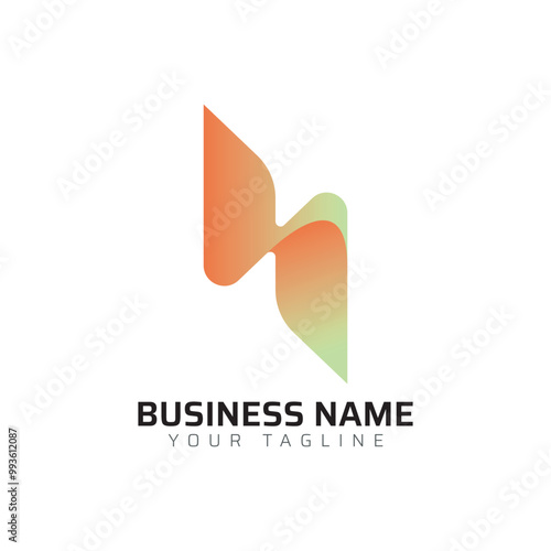  H abstract modern minimalist premium typography 3d colorful letter logo design template
