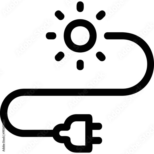 Simple vector icon sun, plug wire, socket