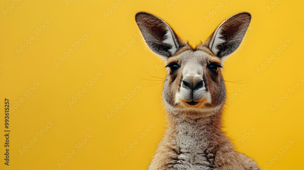 Obraz premium A Curious Kangaroo Peeking Out with Copy Space