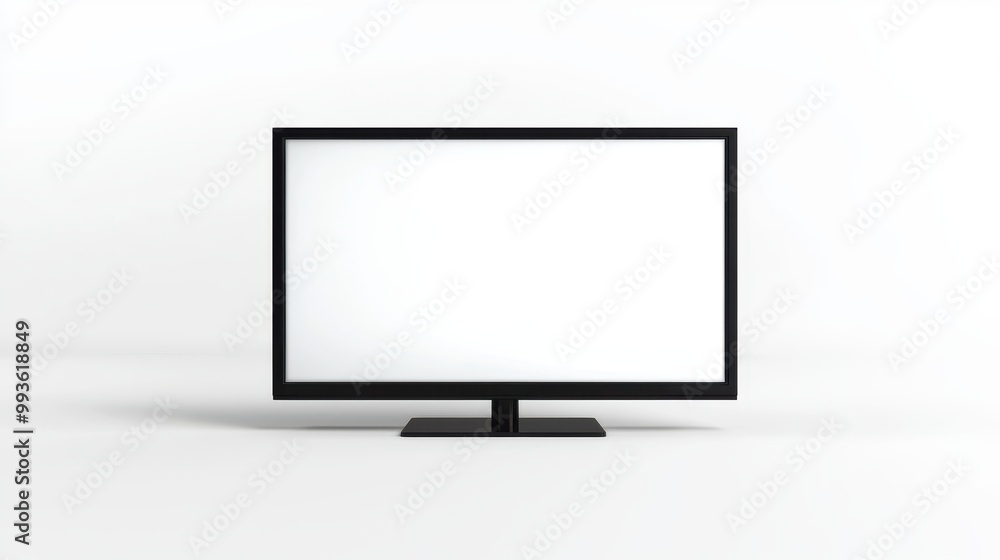 Isolated image of a large flat-screen TV with a prominent Discounted Price sticker placed in the center of a white background Isolated image of a large flat-screen TV with a prominent Discounted Price sticker placed in the center of a white background