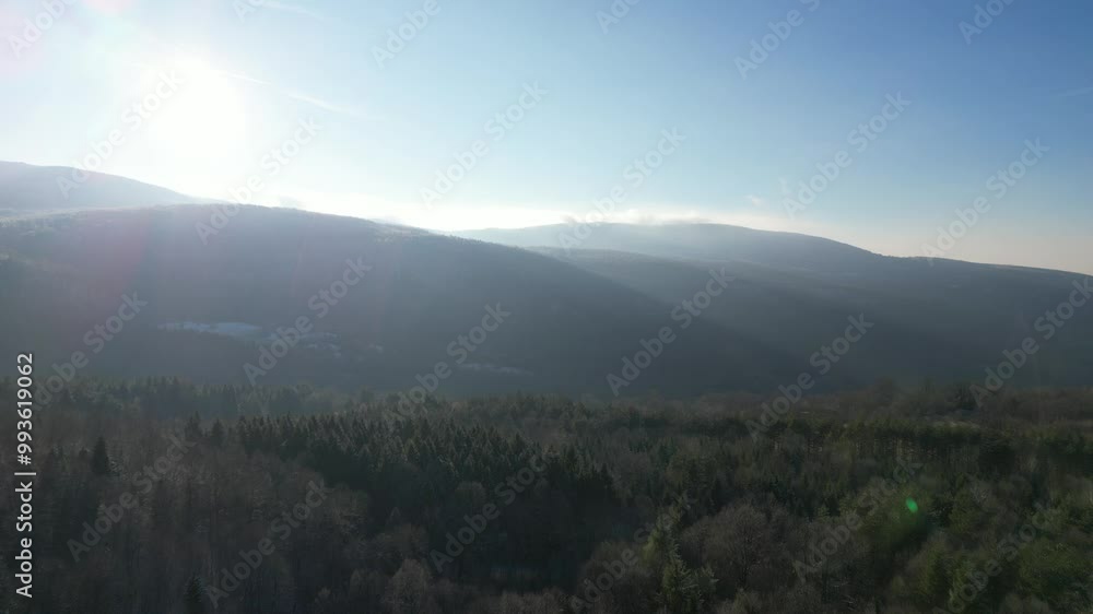 Drone video of cold mountains in late winter Drone video of cold mountains in late winter