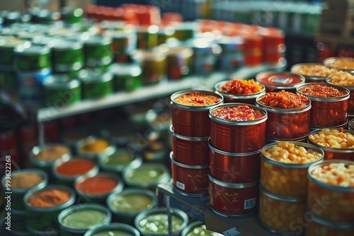 Canned Goods in a Market photo