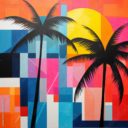 Surreal Palm Silhouettes: Modern Tropical Abstract