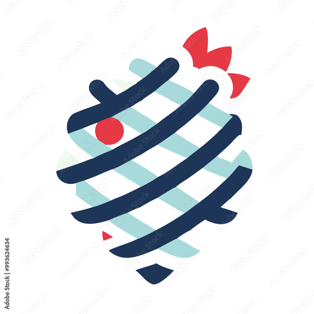 Fish Luck Vector A blue and white striped fish with a red dot on it. The fish is a ...