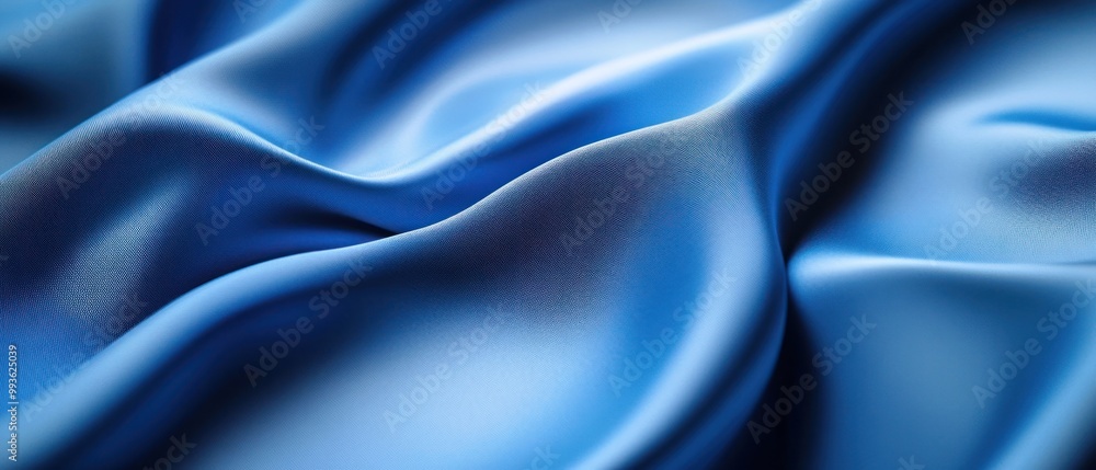 A close-up of smooth, flowing blue fabric showcasing texture and sheen. A close-up of smooth, flowing blue fabric showcasing texture and sheen.