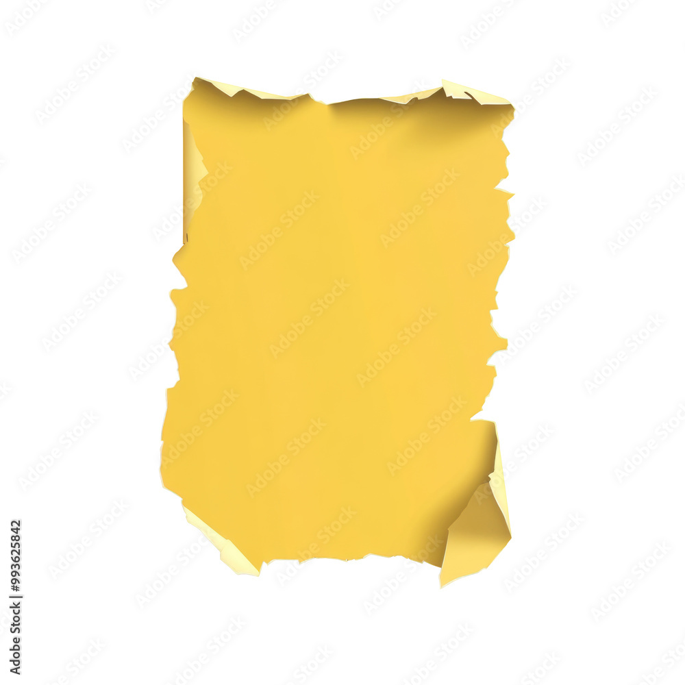 Torn yellow paper with rough edges on a white background Torn yellow paper with rough edges on a white background